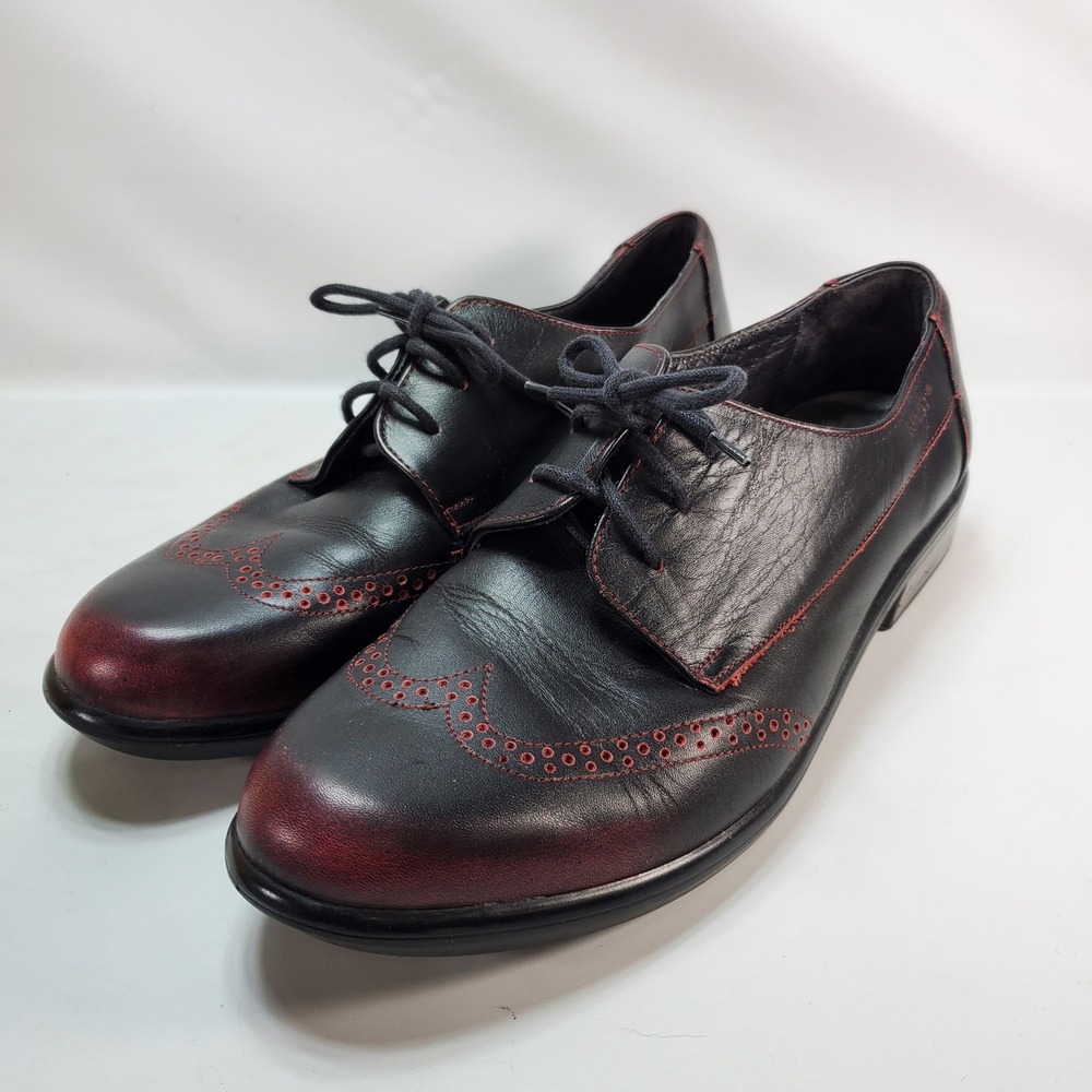 Naot Oxford Shoes Women 42 Blood Red Wingtip Brogue Leather Lace Up Handcrafted